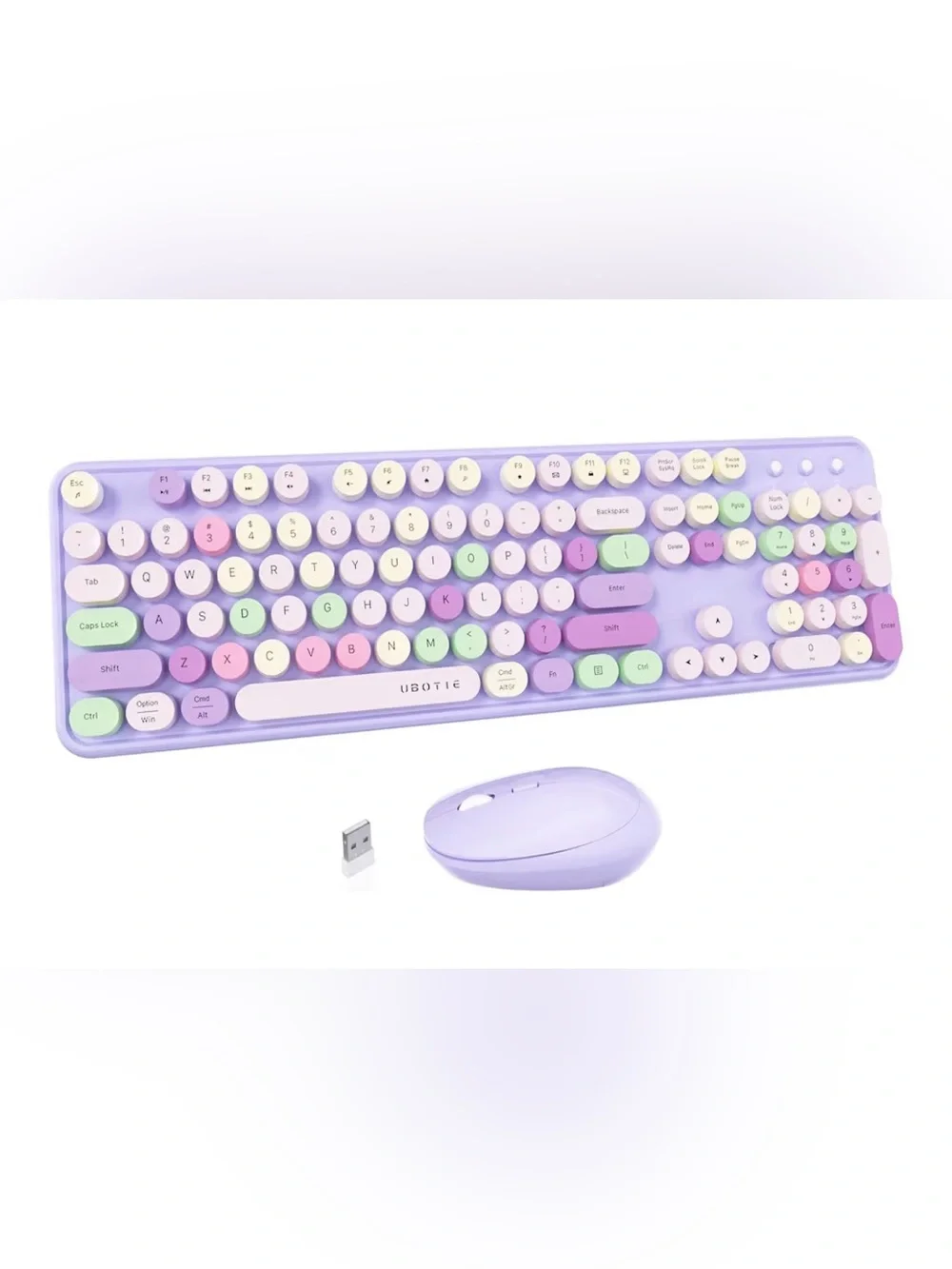 UBOTIE Colorful Wireless Keyboard and Mouse Combos
